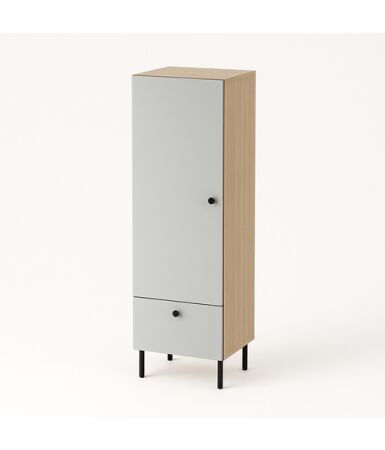 Szafa z szufladami, pojedynczymi drzwiami i drążkiem