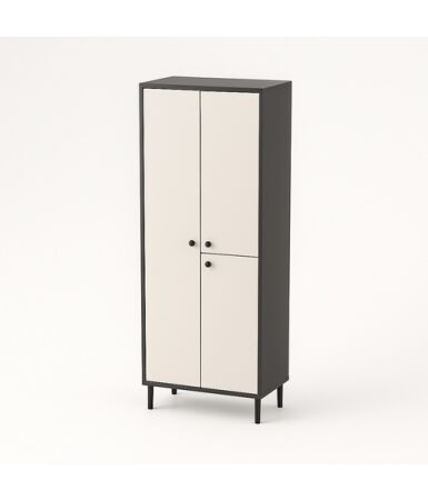 Dwudzielna szafa biurowa (z drążkiem lub z półkami) z pojedynczym i podwójnym frontem wpuszczanym